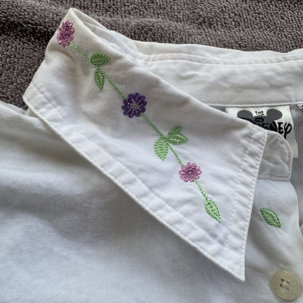 Vintage Disney Store Lady Embroidered Button Shirt Womens 2X Cotton White - Picture 4 of 13